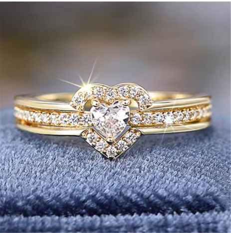 Romantic Wedding Band Ring Female Love Jewelry Brilliant Heart Zirconia Finger Accessories Engagement Ring