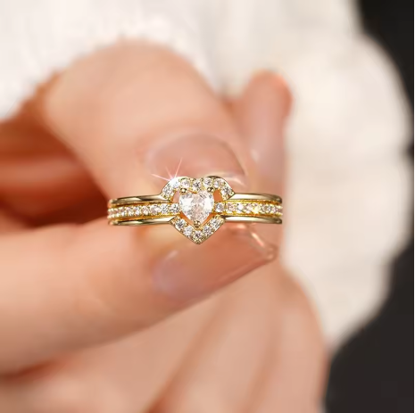 Romantic Wedding Band Ring Female Love Jewelry Brilliant Heart Zirconia Finger Accessories Engagement Ring