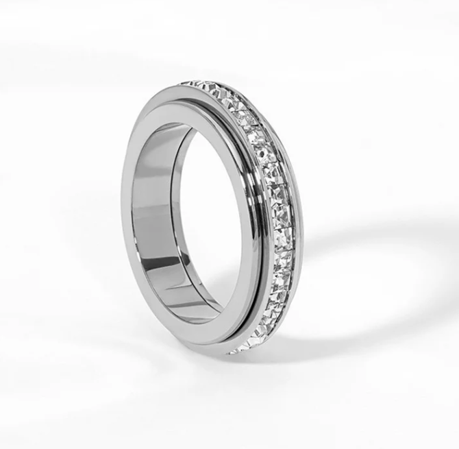 Rotating ring in titanium and steel with zirconite