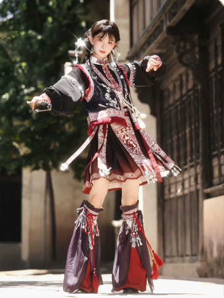[银岭月]Han-inspired Bijia & Elastic Horse-face Skirt Set | Miao Tribe Inspired Ethnic Style
