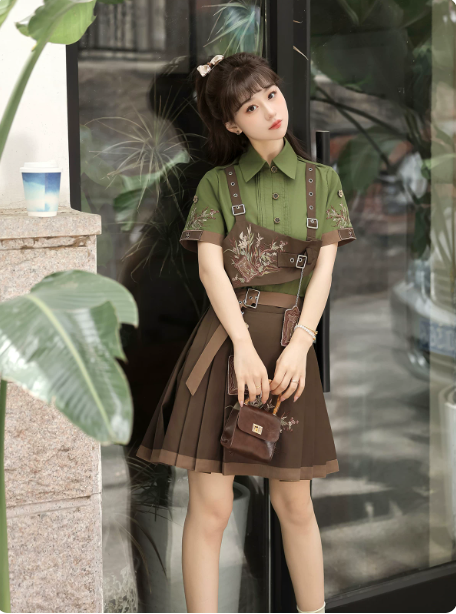 New Chinese Style Hanfu Set: Han Element Shirt & Horse-Face Skirt 2-Piece Outfit