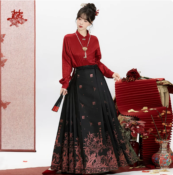 Mystic Winter Hanfu Outfit | Ming Dynasty Inspired Cloak & Mamianqun Skirt  Set