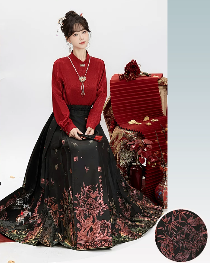 Mystic Winter Hanfu Outfit | Ming Dynasty Inspired Cloak & Mamianqun Skirt  Set