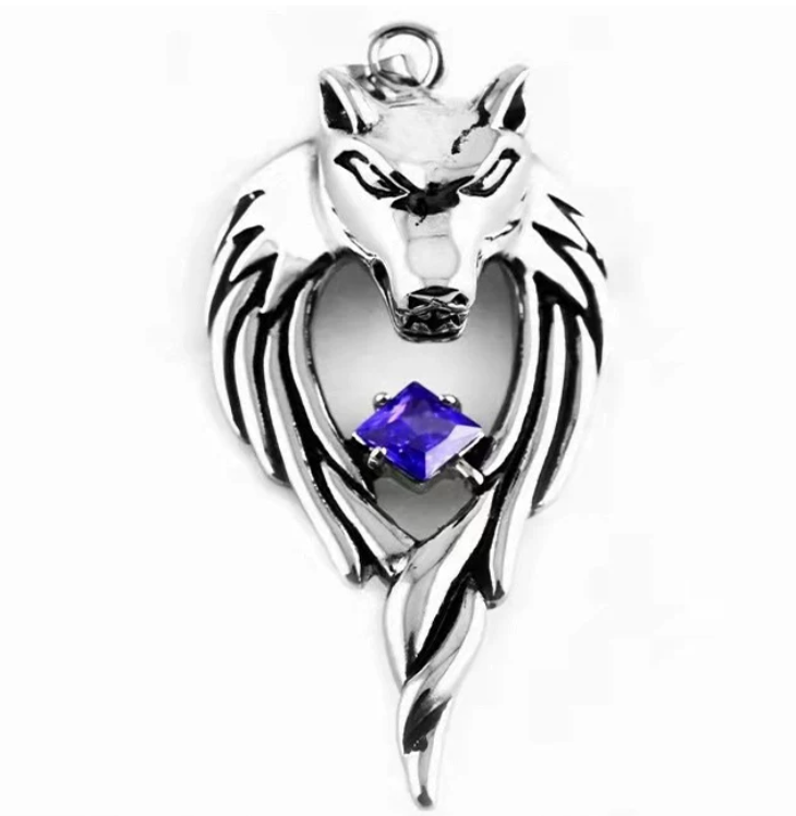 Men's Glow in the Dark Wolf & Dragon Pendant Necklace | Vintage Hip-Hop Streetwear Alloy Amulet | Stainless Steel Chain