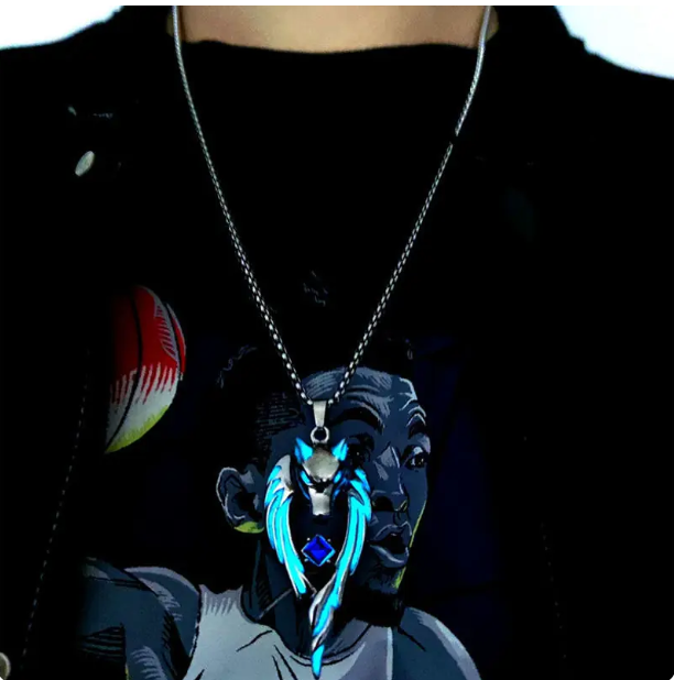 Men's Glow in the Dark Wolf & Dragon Pendant Necklace | Vintage Hip-Hop Streetwear Alloy Amulet | Stainless Steel Chain
