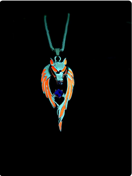 Men's Glow in the Dark Wolf & Dragon Pendant Necklace | Vintage Hip-Hop Streetwear Alloy Amulet | Stainless Steel Chain