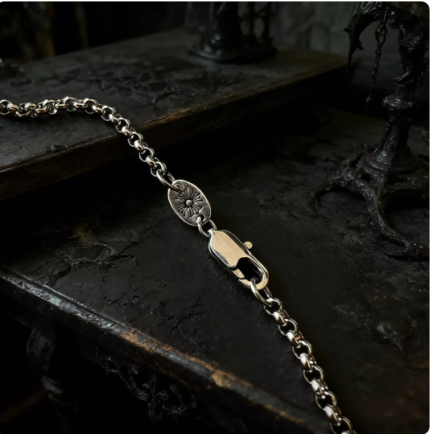 Vintage Cross Necklace, Unisex Gothic Floral Pendant Sweater Chain, Hip-Hop Streetwear Jewelry