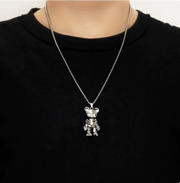 Movable Joint Bear Necklace, Unisex Hip-Hop Punk Pendant Chain, Cool Streetwear Accessory