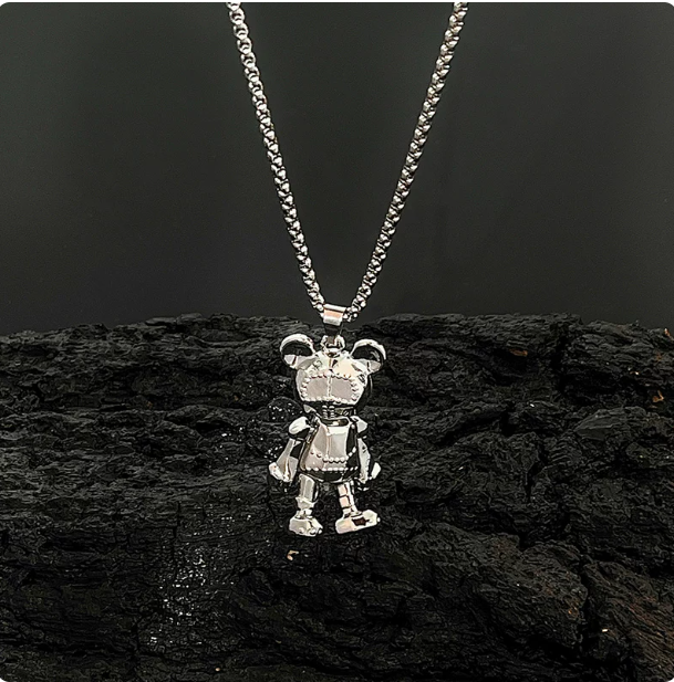 Movable Joint Bear Necklace, Unisex Hip-Hop Punk Pendant Chain, Cool Streetwear Accessory