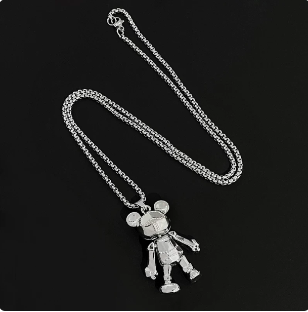 Movable Joint Bear Necklace, Unisex Hip-Hop Punk Pendant Chain, Cool Streetwear Accessory