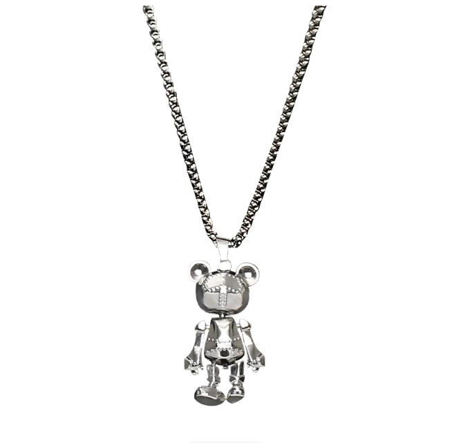 Movable Joint Bear Necklace, Unisex Hip-Hop Punk Pendant Chain, Cool Streetwear Accessory