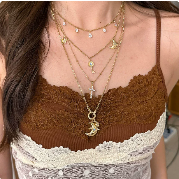 Gold Star Moon Necklace Set | Boho Layered Choker