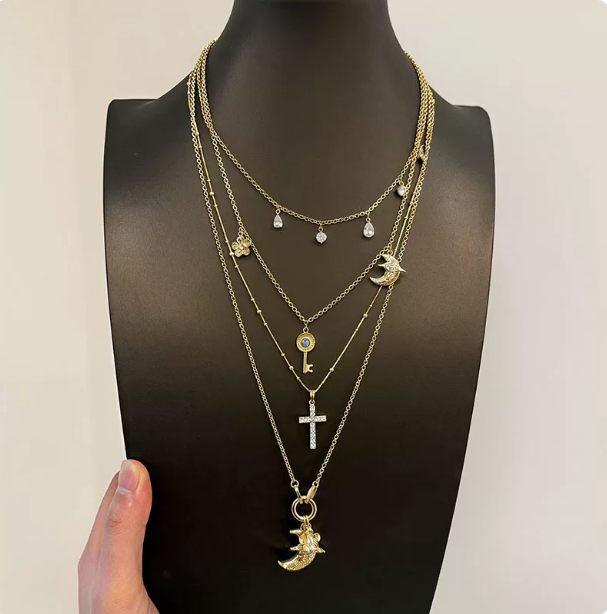 Gold Star Moon Necklace Set | Boho Layered Choker