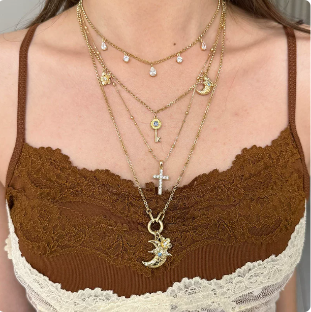 Gold Star Moon Necklace Set | Boho Layered Choker