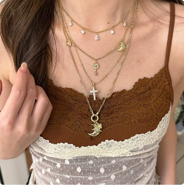 Gold Star Moon Necklace Set | Boho Layered Choker