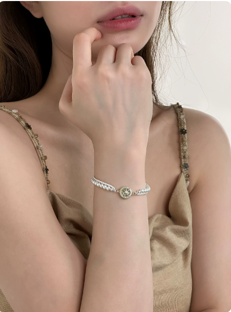 Octagram Compass Pearl Bracelet | Elegant Double Layer Jewelry