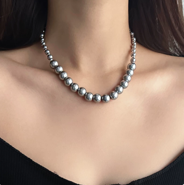 Y2K Double Layer Cross Necklace | Pearl & Rhinestone Choker