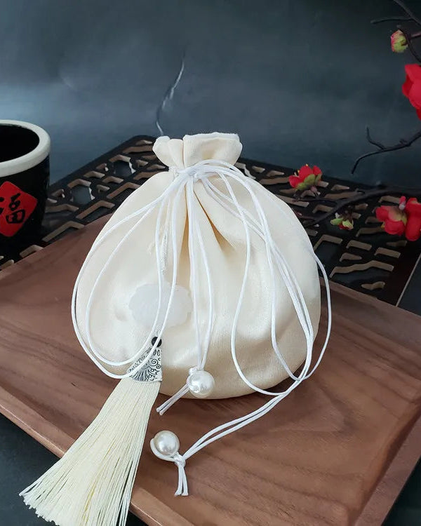 Literary Mini Antique Style Purse Chinese Tassel Brocade Small Sachet Pendant Sachet Hanfu Accessory Sachet Blue