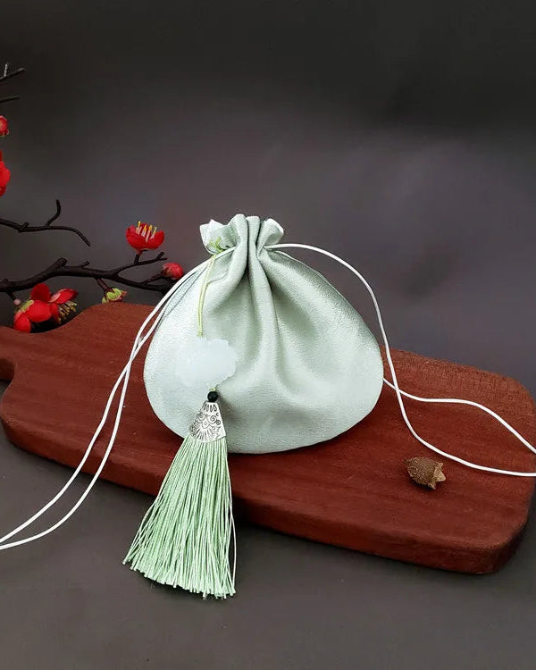 Literary Mini Antique Style Purse Chinese Tassel Brocade Small Sachet Pendant Sachet Hanfu Accessory Sachet Blue