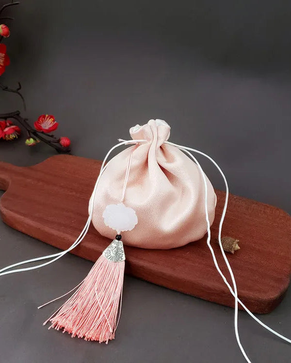 Literary Mini Antique Style Purse Chinese Tassel Brocade Small Sachet Pendant Sachet Hanfu Accessory Sachet Blue