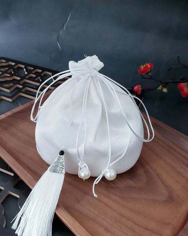 Literary Mini Antique Style Purse Chinese Tassel Brocade Small Sachet Pendant Sachet Hanfu Accessory Sachet Blue