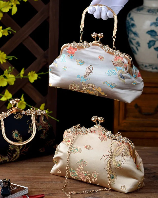 2025 New Women Embroidery Flowers Wedding Clutch Bags Metal Handel Handbags Party Women Clutch Bags