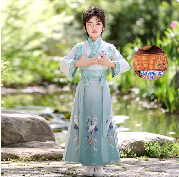[淡绿书香】Children's Hanfu ancient style costume